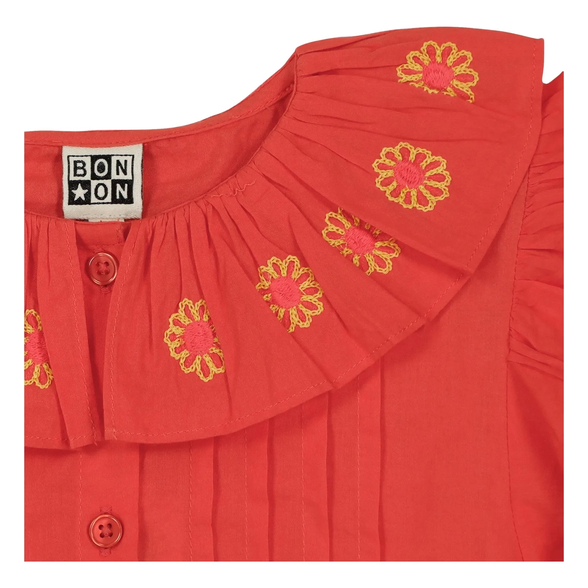 Bonton - Nancy Embroidered Collared Blouse | Coral
