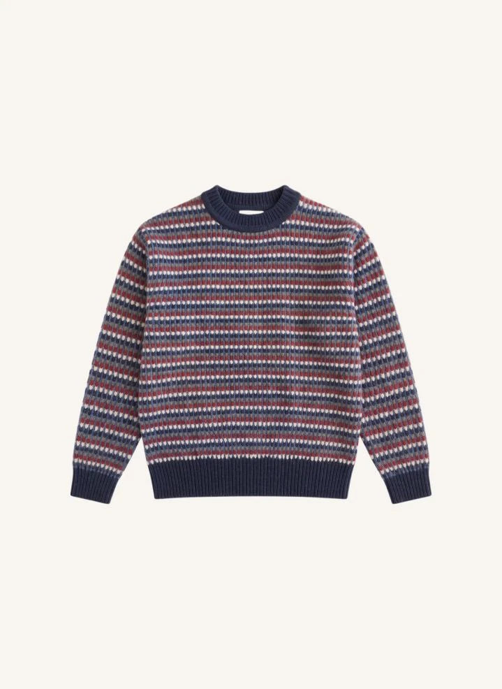 Finger in the nose - Mathis Jacquard Merino Wool Sweater | Indigo Blue