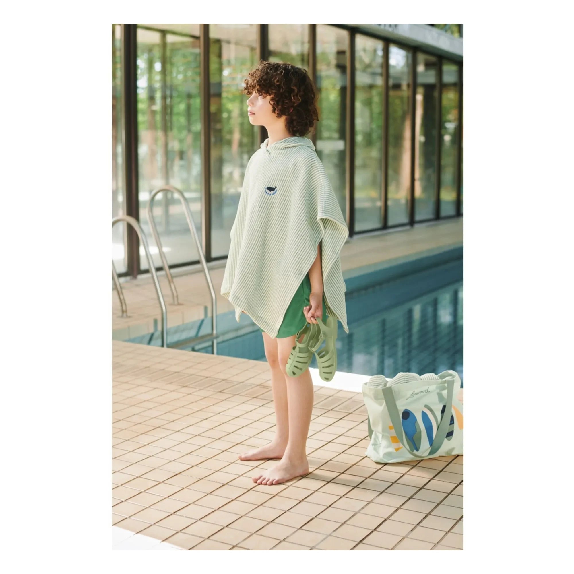 Liewood - Tote Bag Large Planks Organic Cotton | Green Water