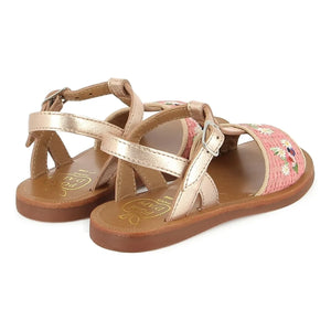 Pom d'Api - Sandaletler Plagette Raphia Brod | Pembe