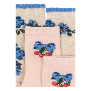Konges Sløjd - 2 Pairs of Floral Patterned Socks Set | Pink