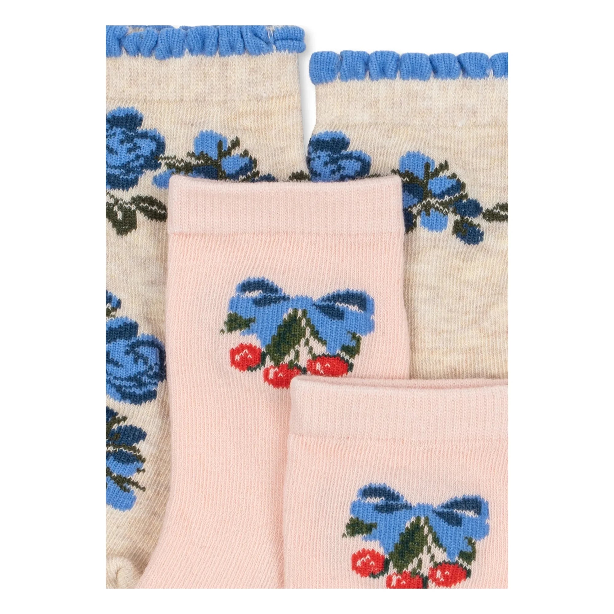 Konges Sløjd - 2 Pairs of Floral Patterned Socks Set | Pink