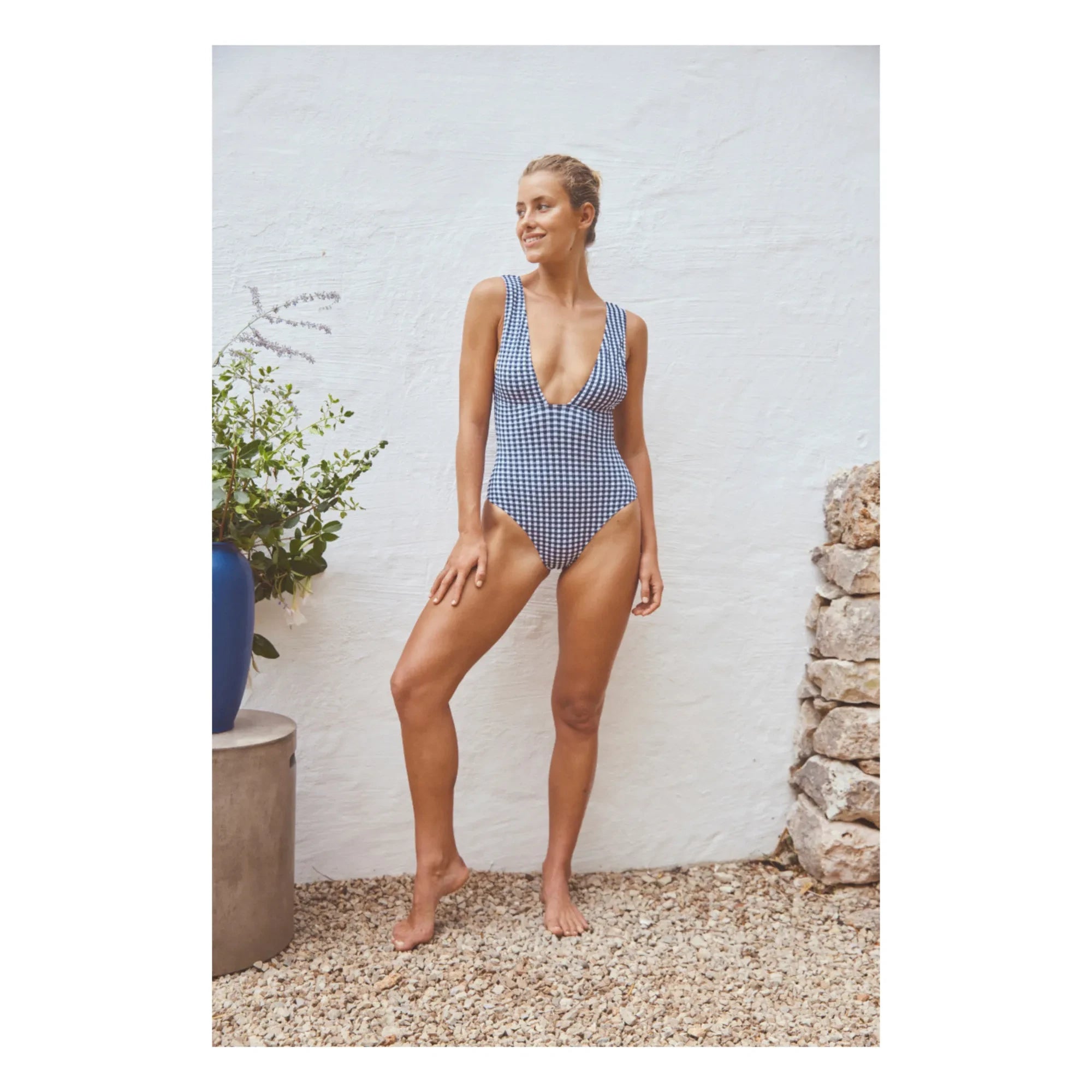 Anja Paris - Le Plongeant Vichy One-Piece Swimsuit | Navy