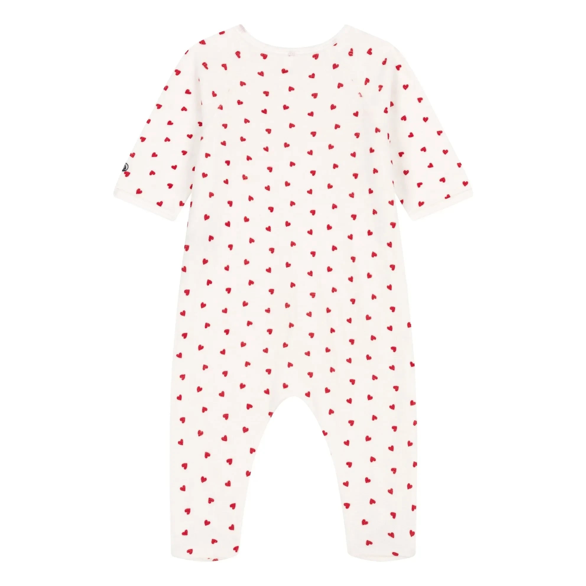 Petit Bateau - Organic Cotton Velvet Heart Pajamas | White