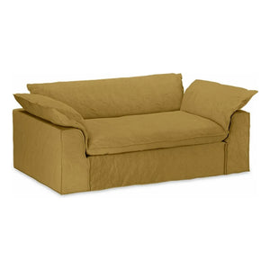 HKliving - 2-Person Linen Sofa Nomad | Mustard
