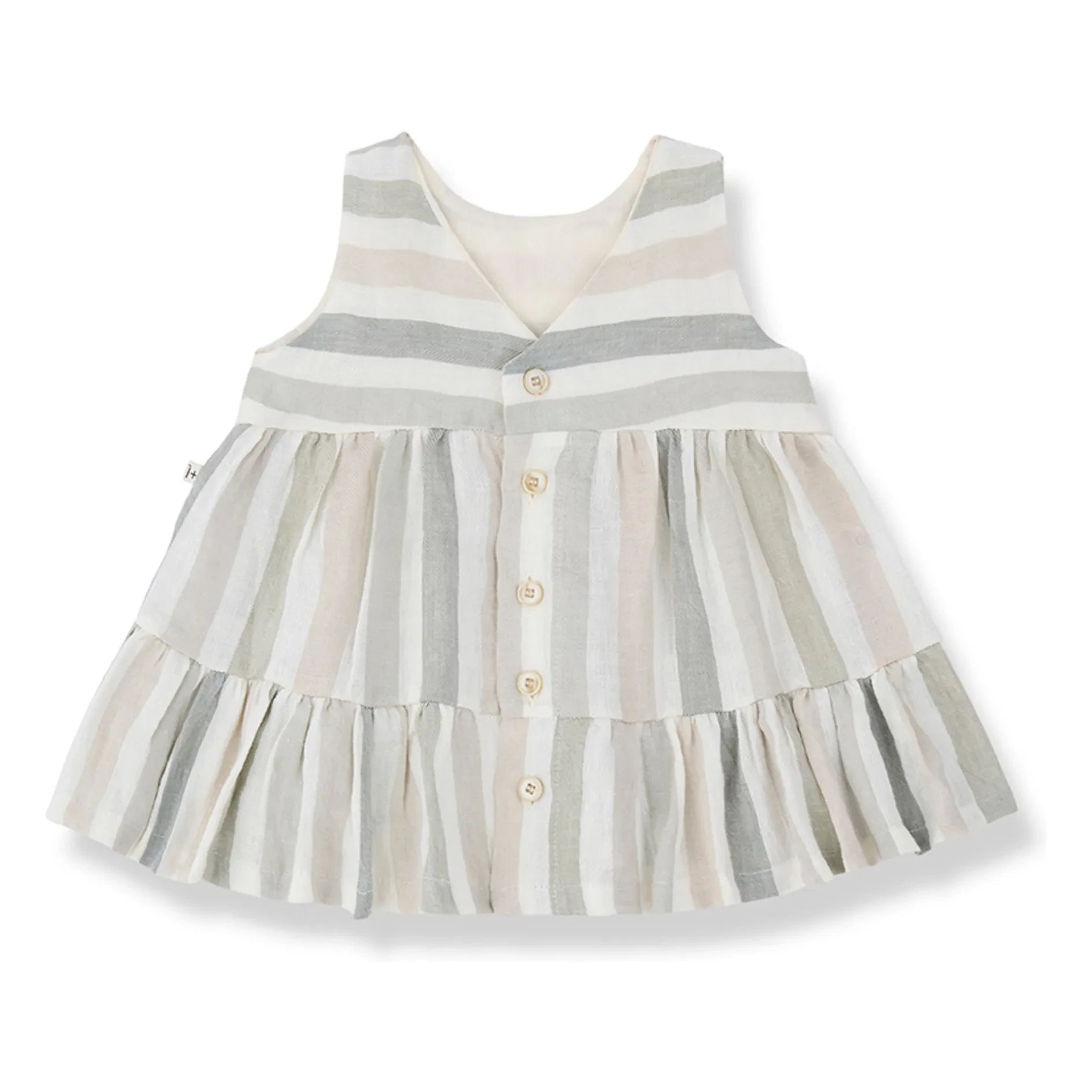1+ in the family - Striped Linen Calonge Dress | Ecru