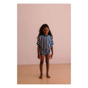 We Are Kids - Romy Striped Organic Cotton Towel Romper | Blue