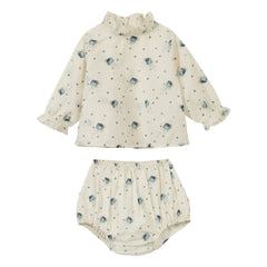 Caramel - Blouse and Shorts Set Sana Fleurs | Ecru