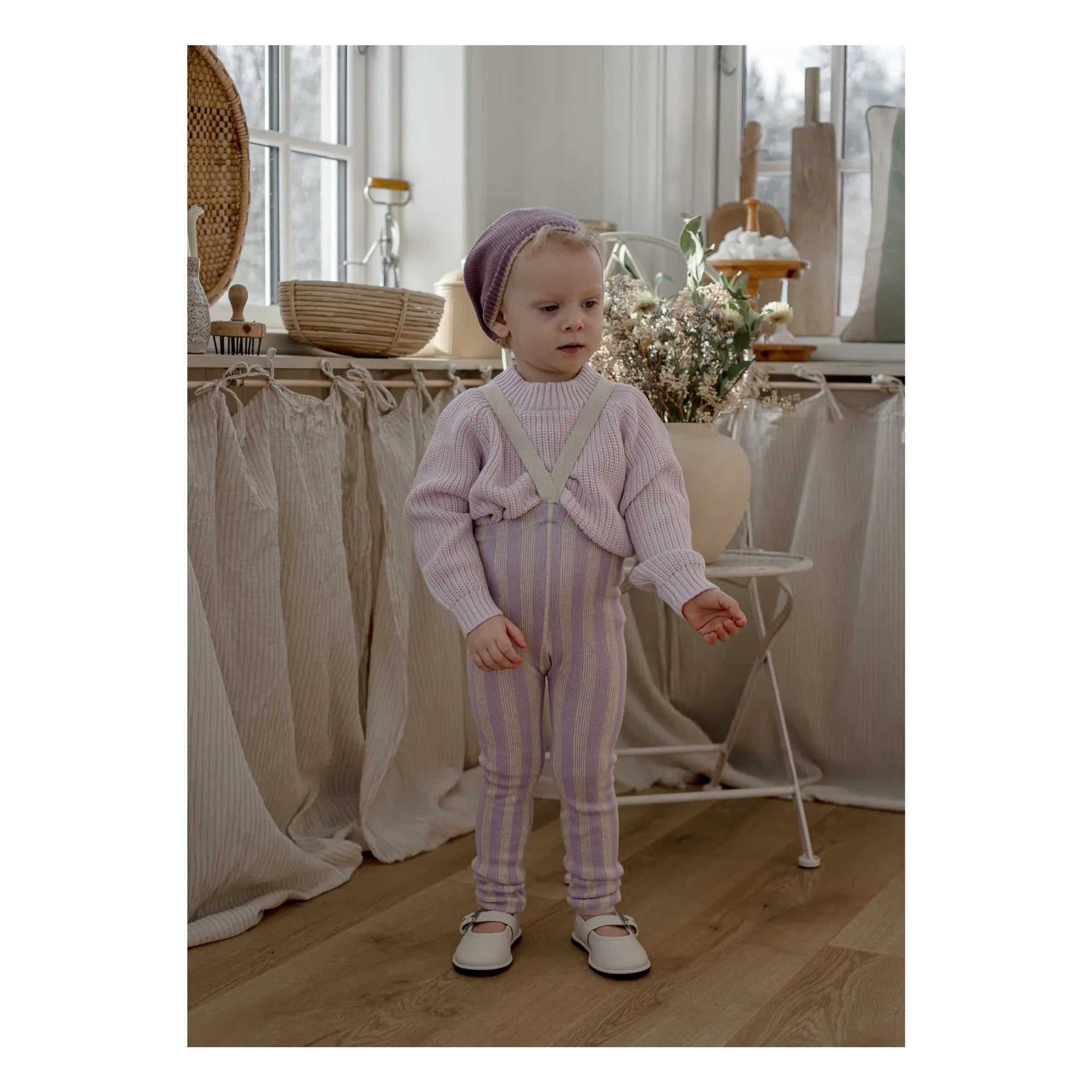 Silly Silas - Striped Organic Cotton Strapless Blind Tights | Lavender