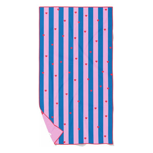 Quut - Lighthouse Hearts mikrofiber plaj havlusu | Pembe