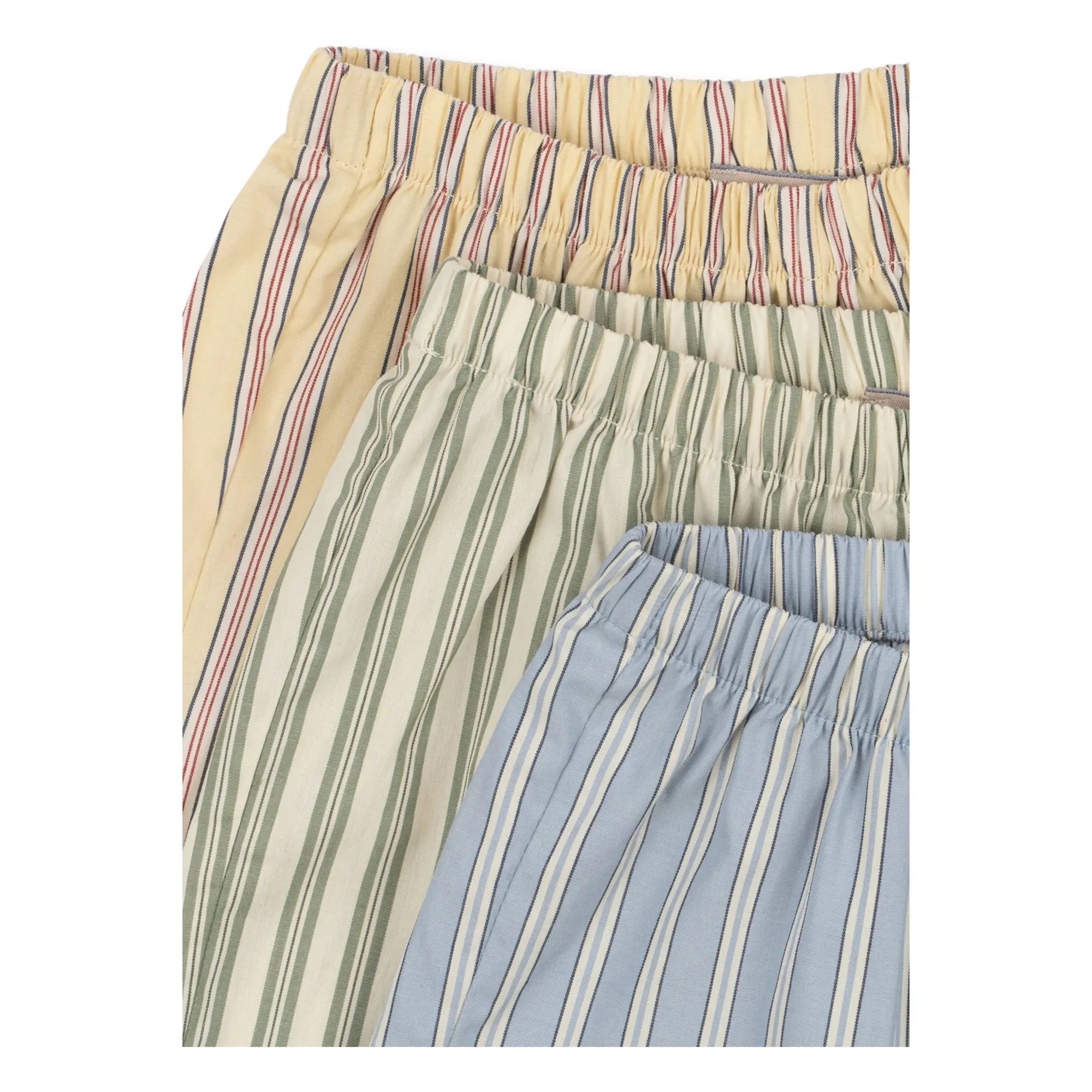 Konges Sløjd - 3-Piece Striped Organic Cotton Azure Shorts Set | Blue