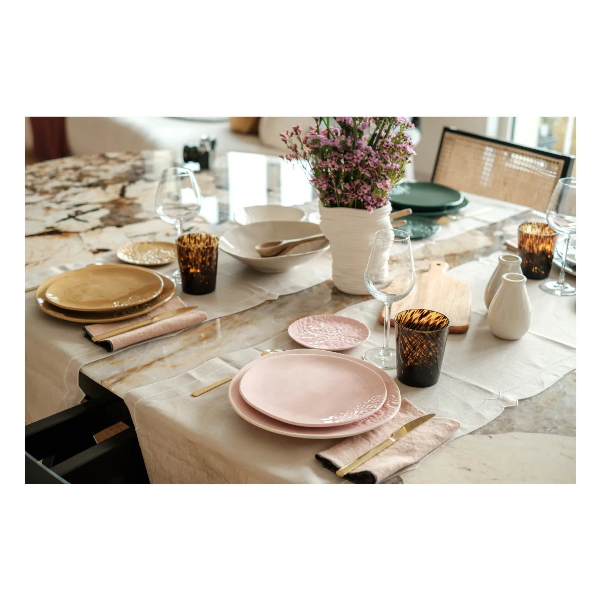 Maison Vessel - Blanca Tatoo Dantel Tabaklar - 2'li Set | Soluk Pembe