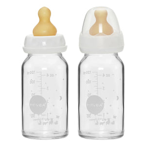 Hevea - Glass Baby Bottle 240 ml - 2-piece Set