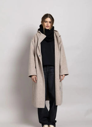 Smallable Woman - Equinoxe Wool Hooded Coat | Pearl grey