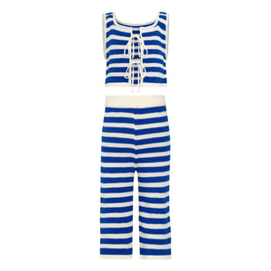 Pepita & Me - Johnny Maille Striped Top and Pants Set | Blue