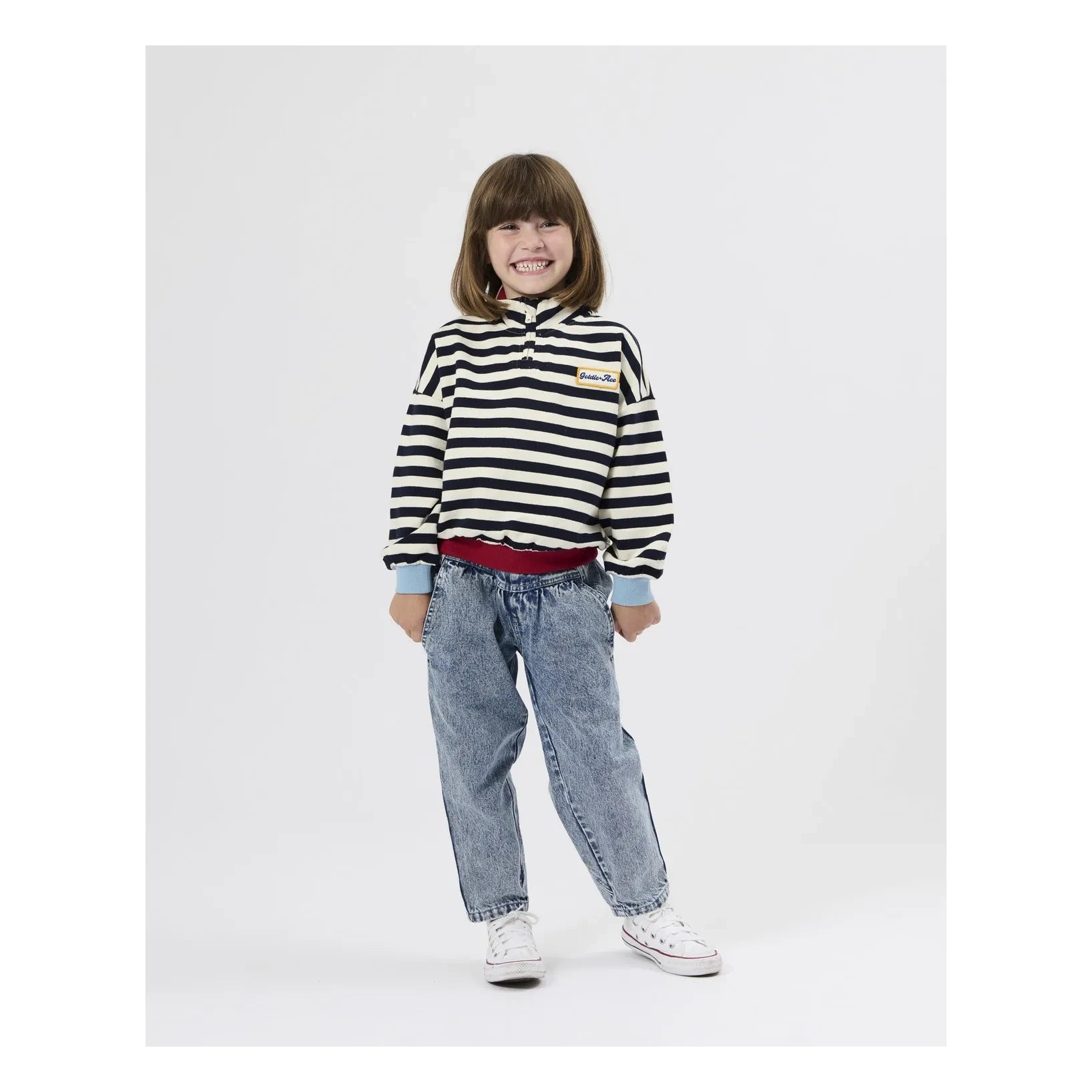 Goldie + Ace - Çizgili Fermuarlı Sweatshirt - Smallable Özel | Lacivert