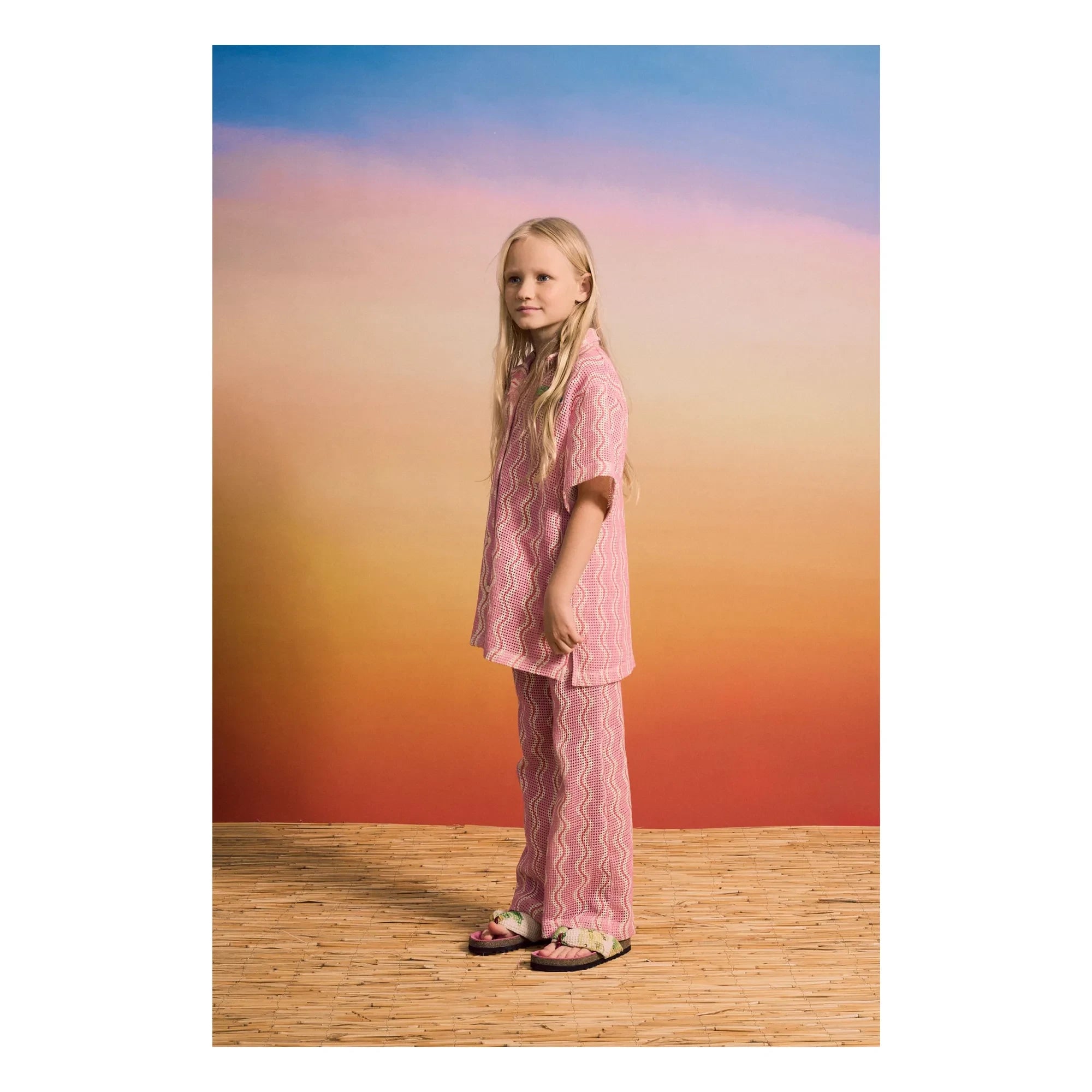 Maison Mangostan - Wavy Crochet Pants | Pink