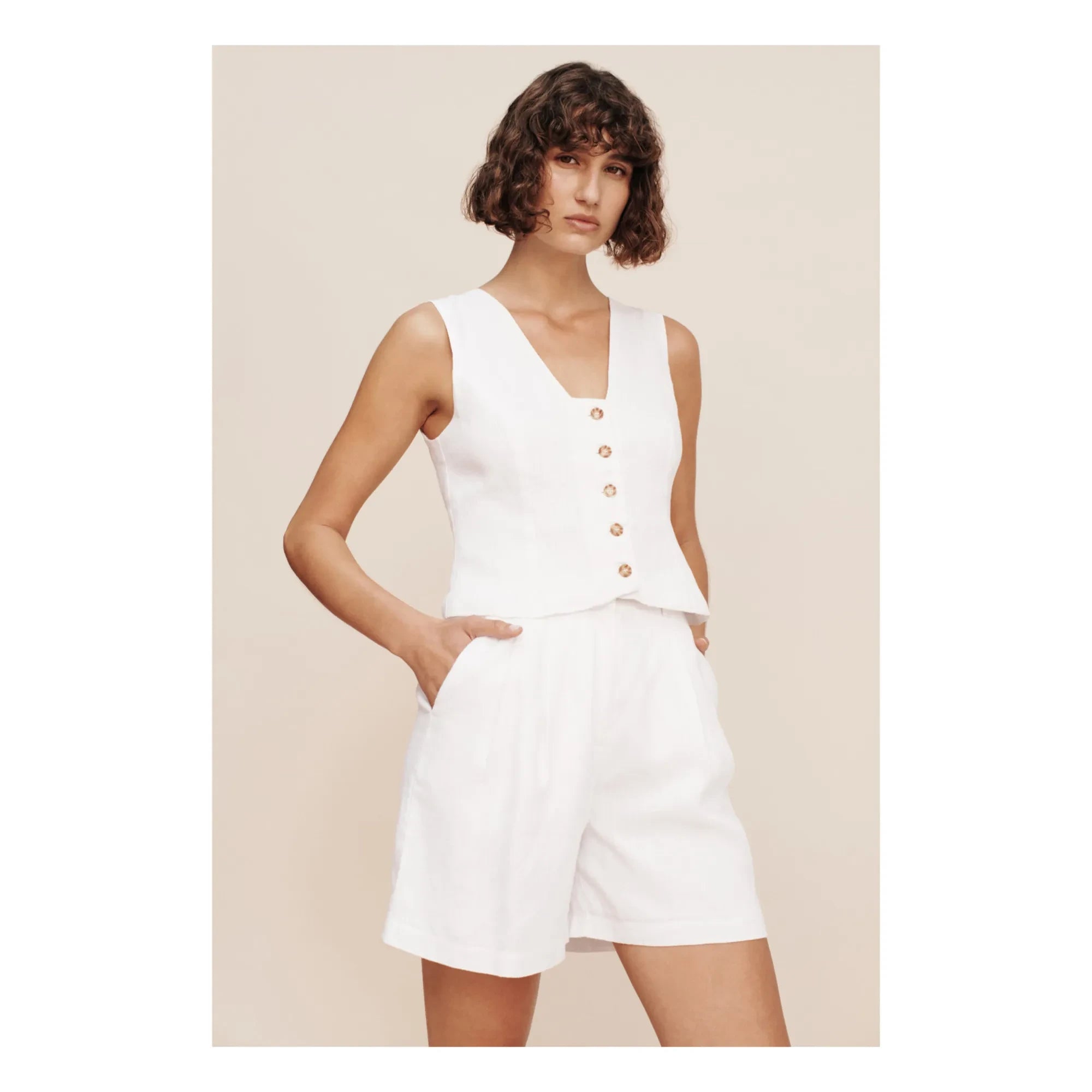 Posse - Marchello Linen Shorts | Ivory