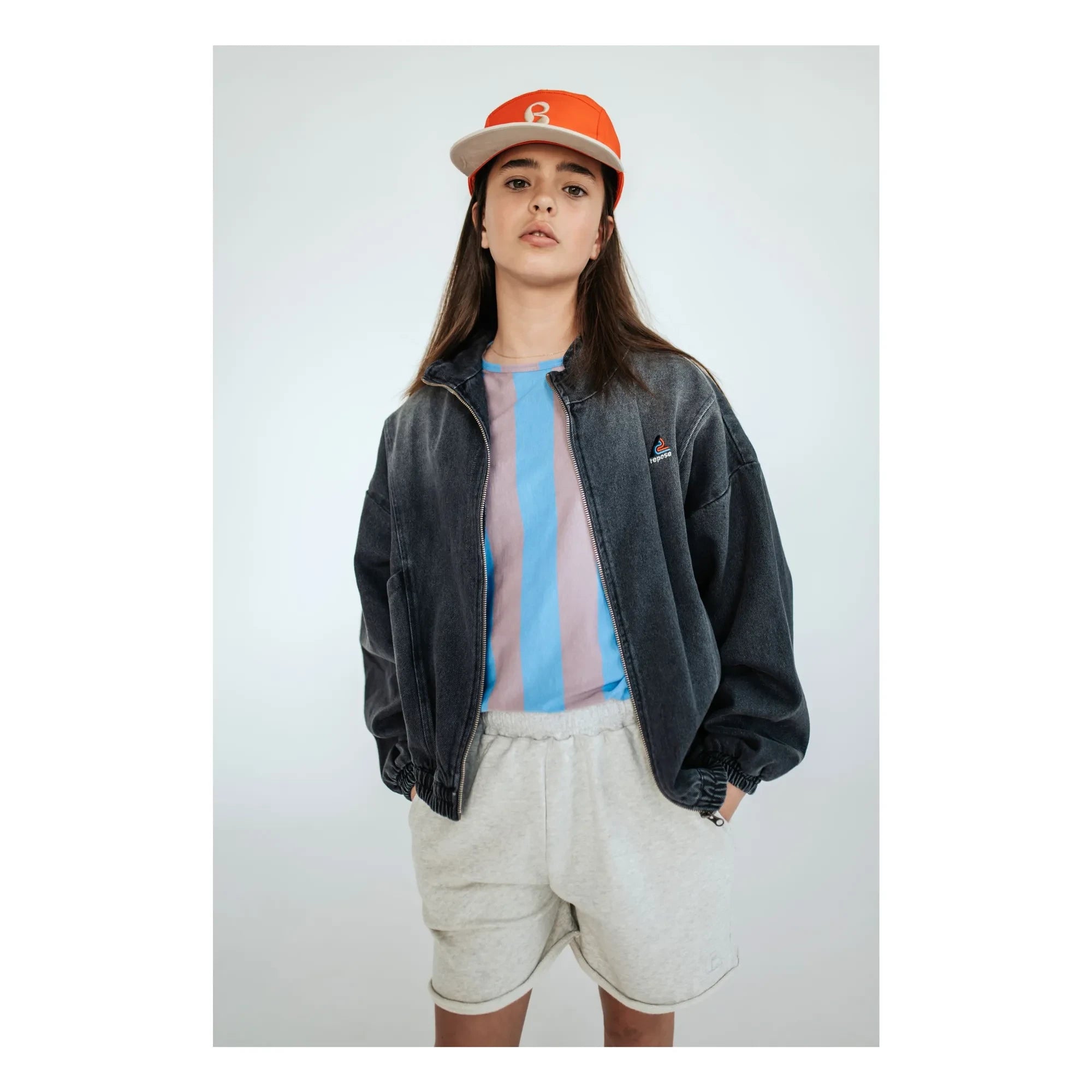 Repose AMS - Organic Cotton Denim Windbreaker | Charcoal Gray