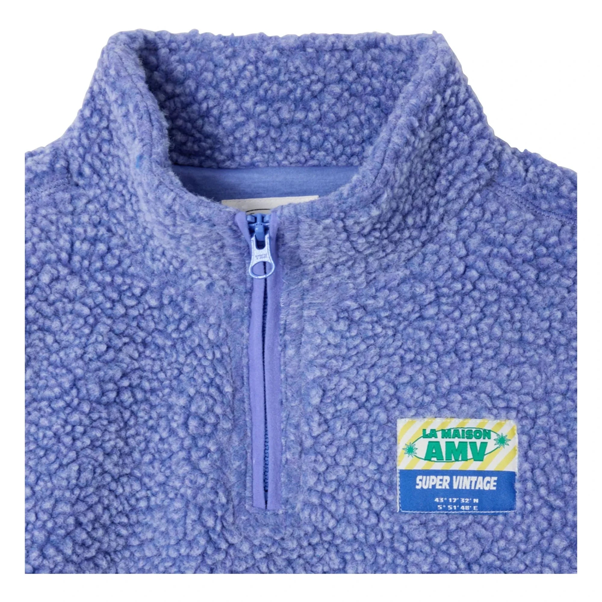 American Vintage - Hoktown Recycled Fiber Sherpa Half-Zip Sweatshirt | Purple