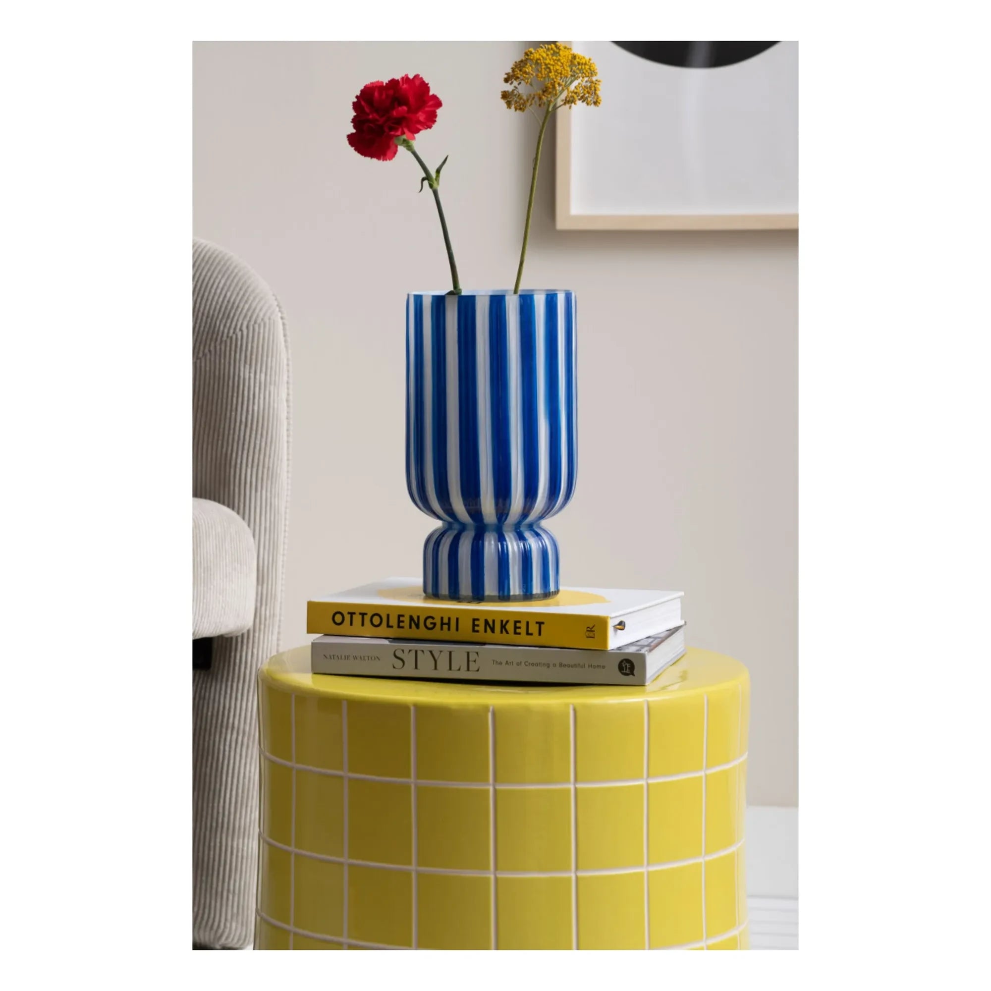 Present Time - Rayado Retro Vase | Cobalt