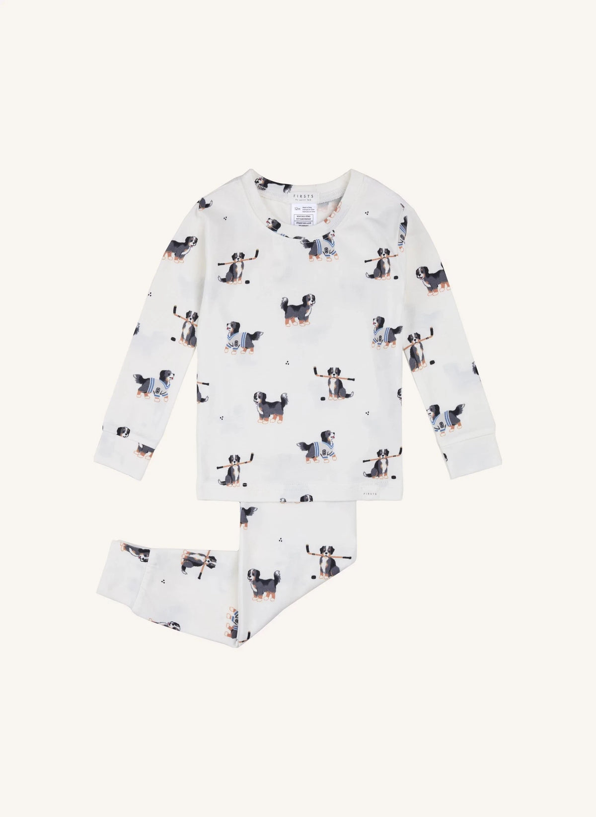 Petit Lem - Modal and Organic Cotton Baby Dog-Print Pajamas | Ecru