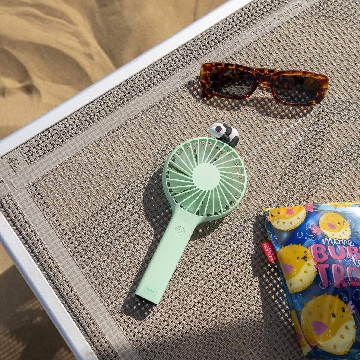 Legami - Rechargeable Portable Fan with Base - Mini Fan