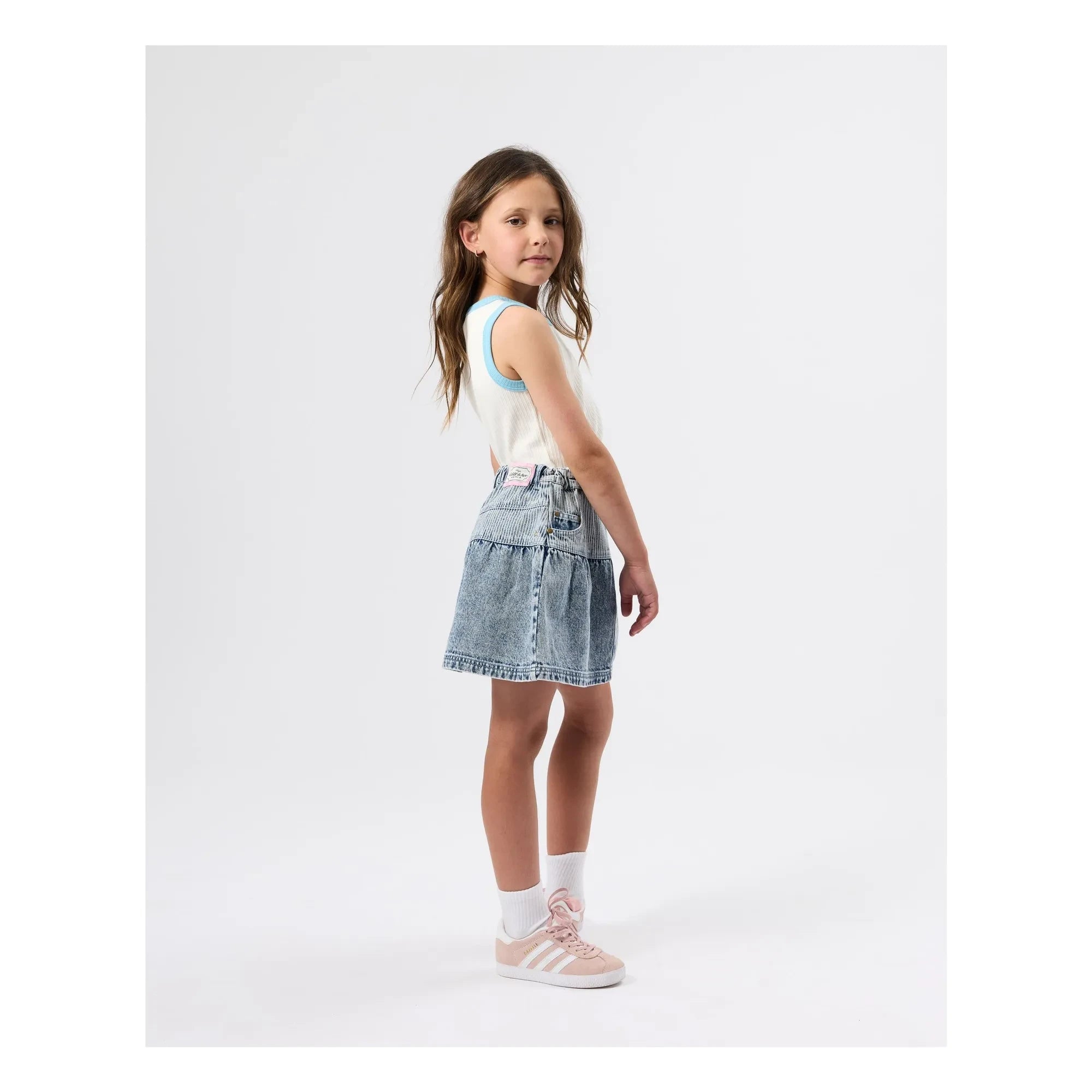 Goldie + Ace - Peplum Denim Skirt | Blue