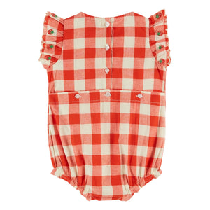 Emile et Ida - Vichy Organic Cotton Romper | Red