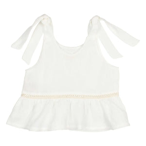 Búho - Linen Ruffled Top | Red
