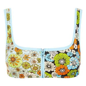 Alémais - Orange Floral Jersey Top with Recycled Fibers | Light Blue