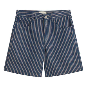 Thinking Mu - Luisa Striped Organic Cotton Shorts | Gray Blue