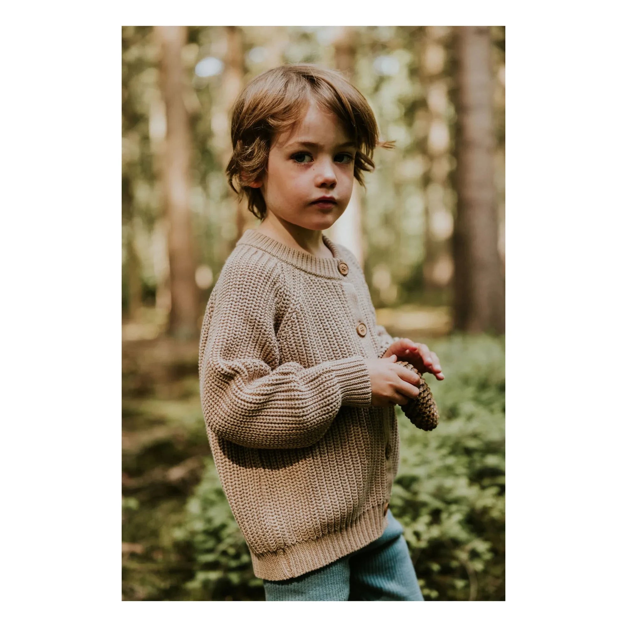 Yuki - Organik Pamuk Raglan Hırka | Bej