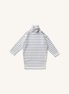 Soor Ploom - Striped High Neck Dress | Light blue
