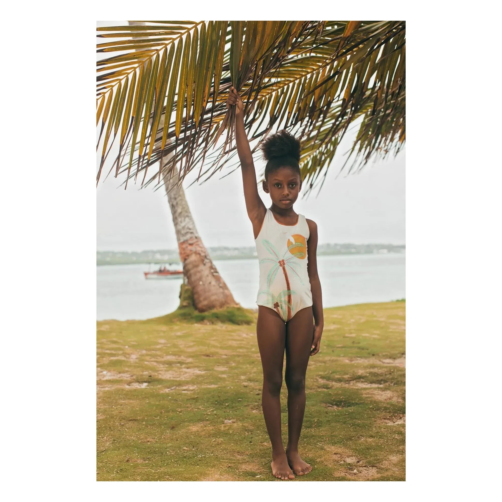 Pepita & Me - Sun & Moon Shiny Palm Swimsuit | White
