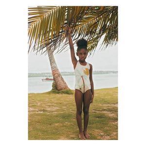 Pepita & Me - Sun & Moon Shiny Palm Swimsuit | White