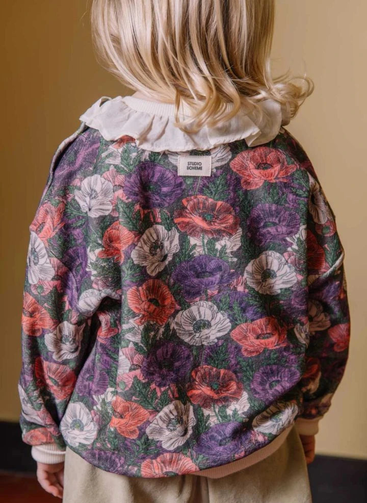 Studio Bohème - Juno Floral Pattern Organic Cotton Sweatshirt | Purple
