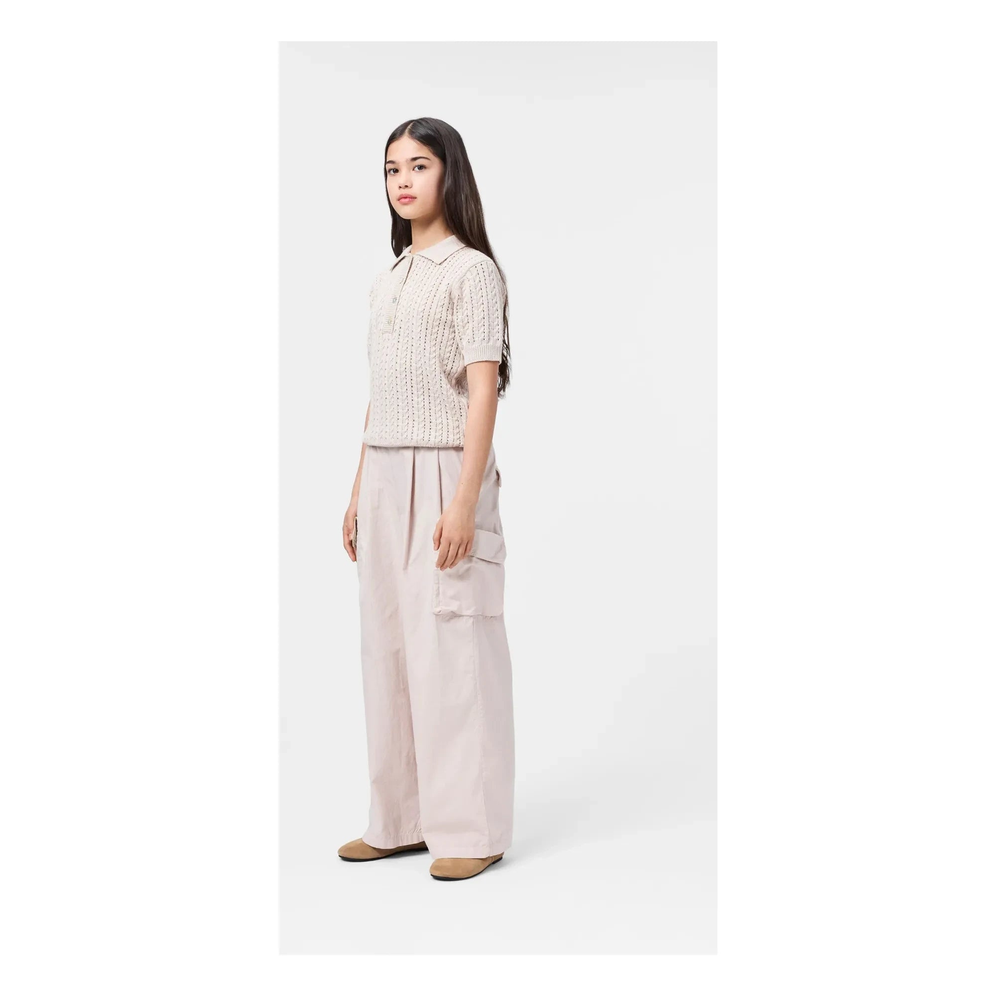 Molo - Gretel Organic Cotton Tricot Polo Shirt | Beige