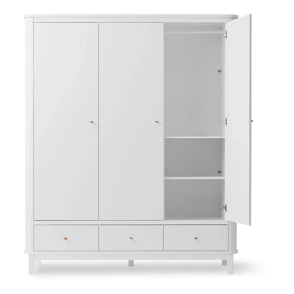 Oliver Furniture - 3-Door Birch Wardrobe 204 x 168 cm | White