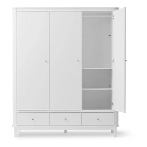 Oliver Furniture - 3-Door Birch Wardrobe 204 x 168 cm | White