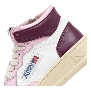 Autry - Two-Tone Kids Medalist Mid-Cuff Leather Sneakers | Pink