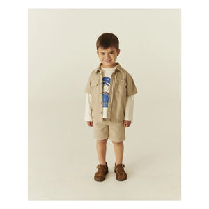 Copenhagen Colors - Organic cotton twill hemline shorts | Beige