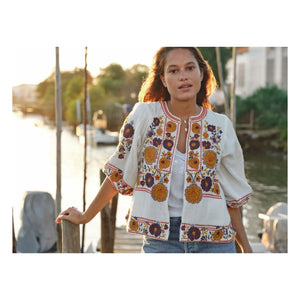 M.A.B.E. - Greta Cotton Embroidered Jacket | Orange