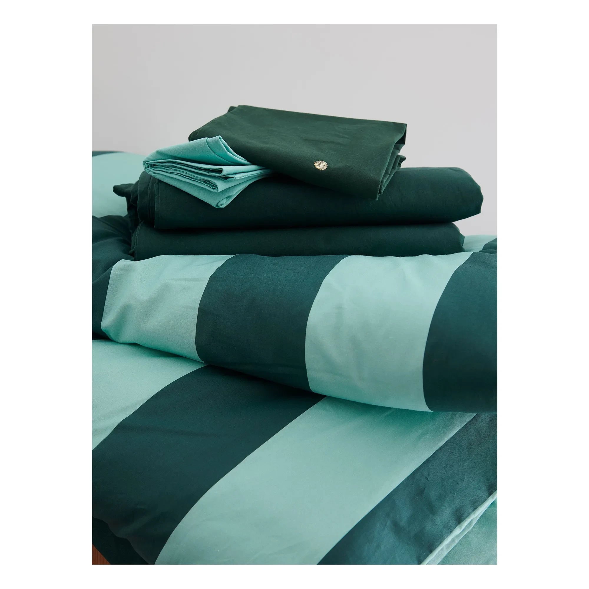 La cerise sur le gâteau - Striped Bedding Set Malo | Turquoise