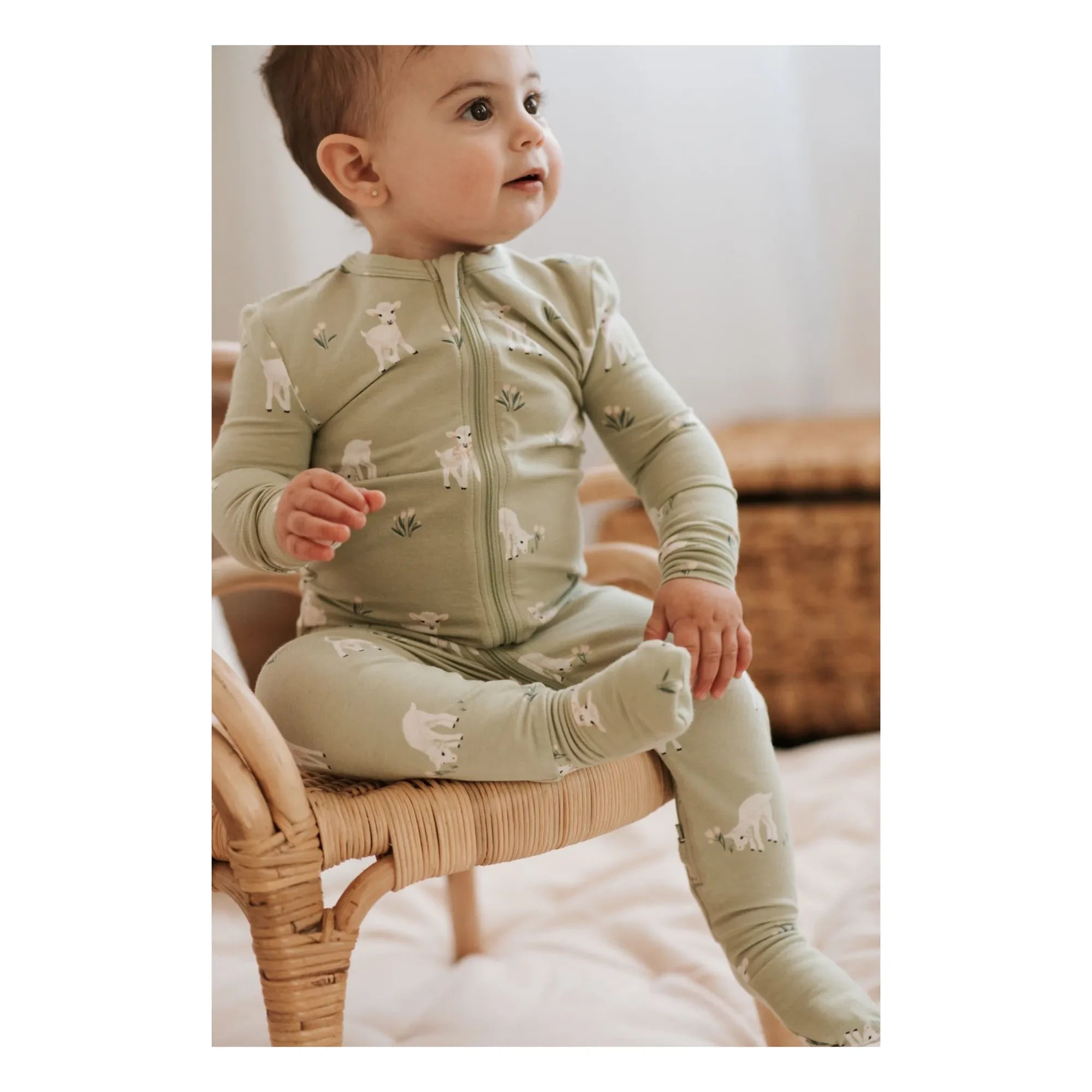 Petit Lem - Organic Cotton and Modal Lamb Leather Convertible Pajamas | Green