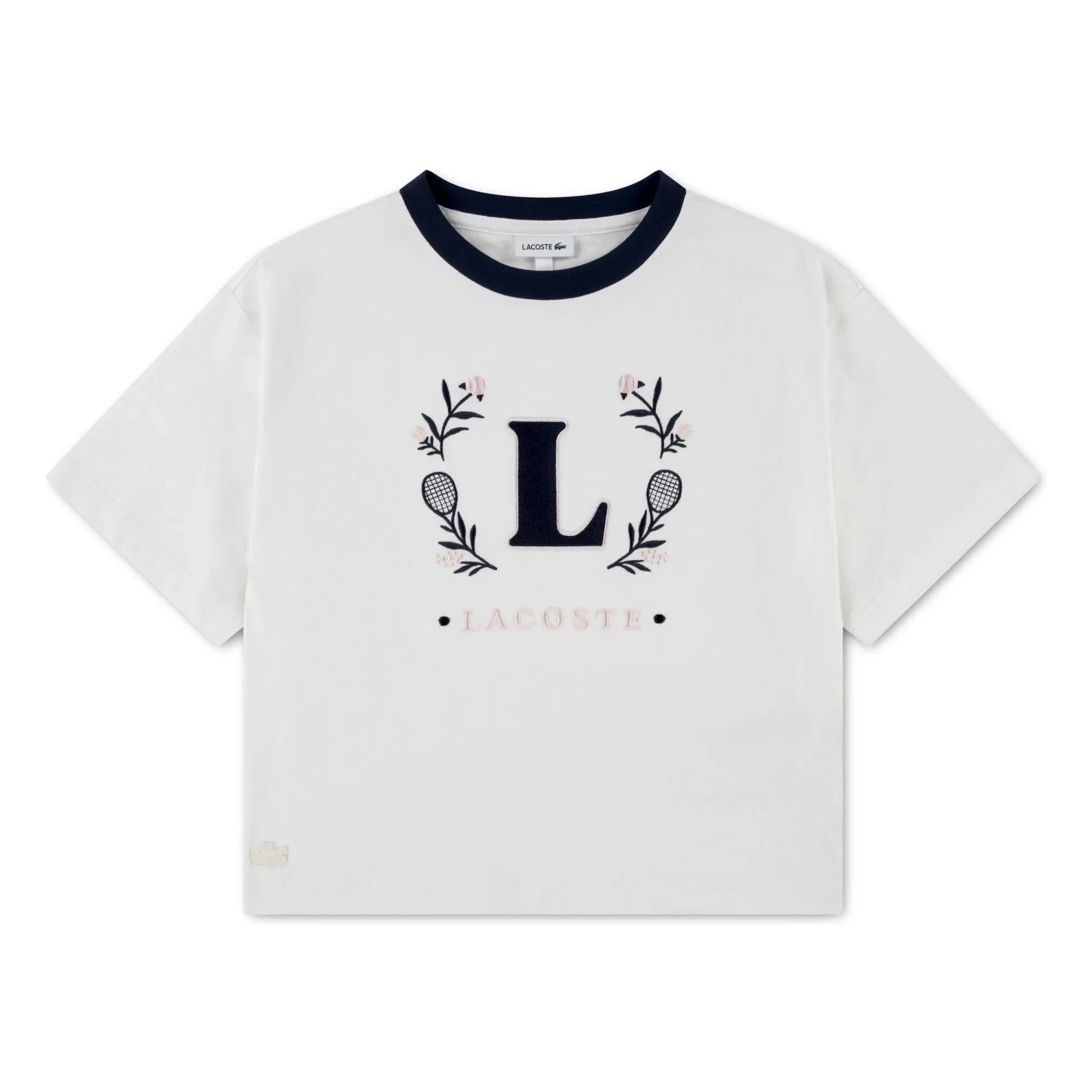 Lacoste - T-shirt with L Contrast Collar Organic Cotton | Off-White