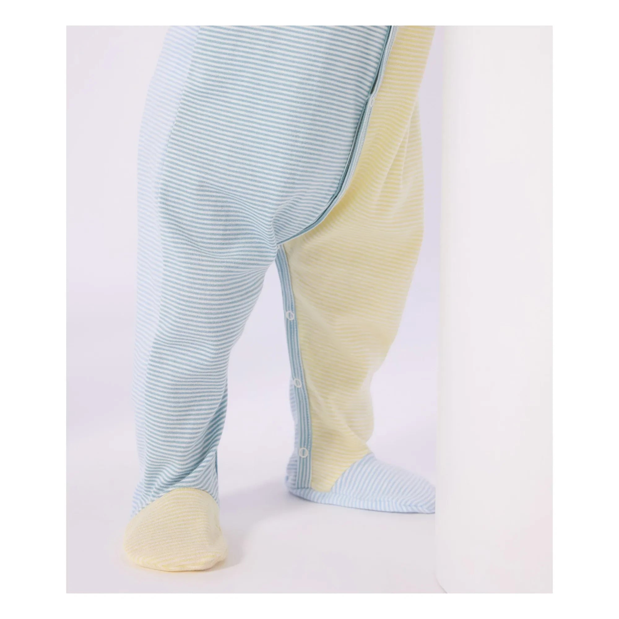 Petit Bateau - Color Block Striped Milleraies Organic Cotton Pajamas | Green