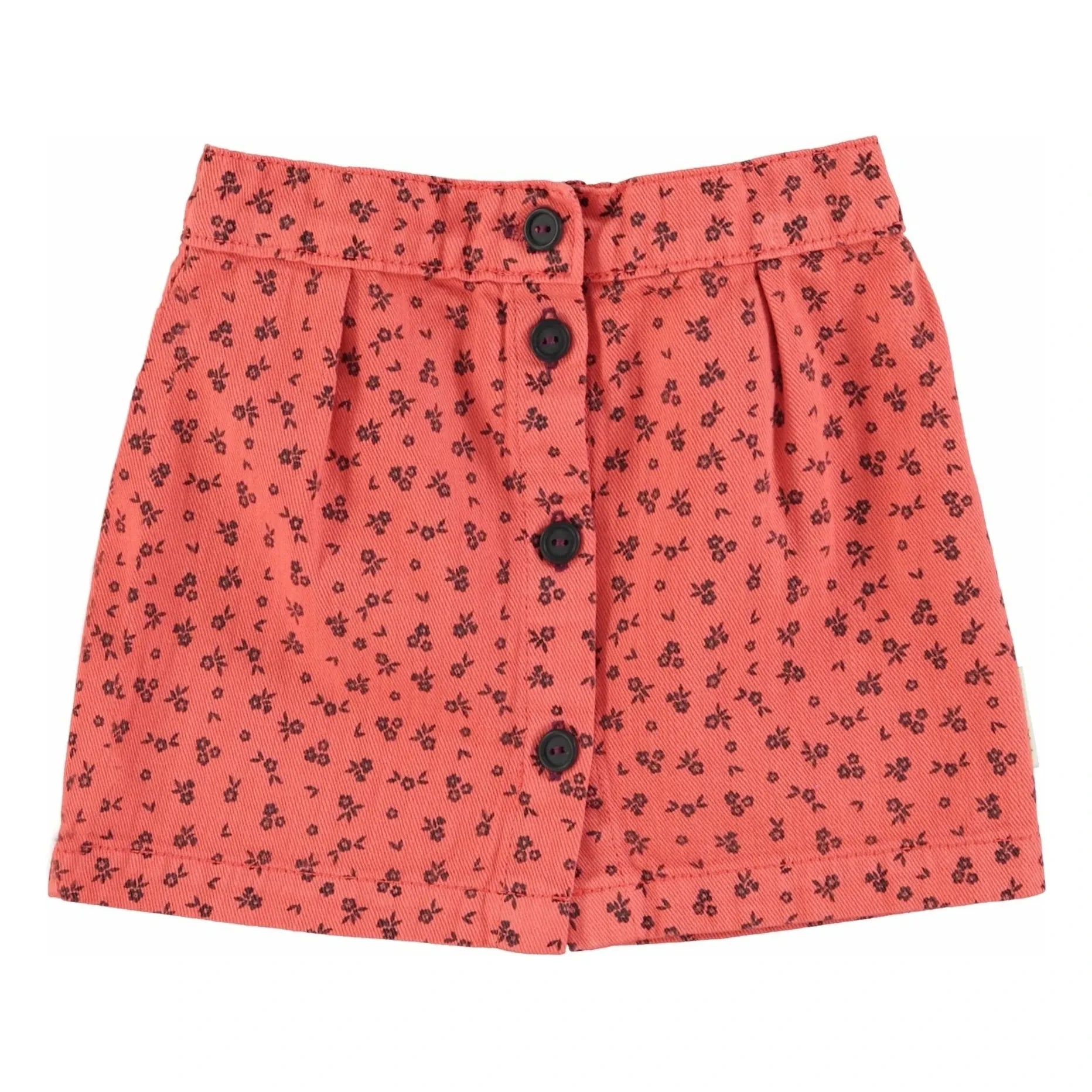 Piupiuchick - Floral Patterned Buttoned Skirt | Coral