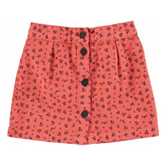 Piupiuchick - Floral Patterned Buttoned Skirt | Coral