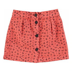 Piupiuchick - Floral Patterned Buttoned Skirt | Coral